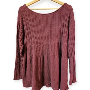 Free People Beach Oversized Ribbed Peplum Long Sleeve Sweater